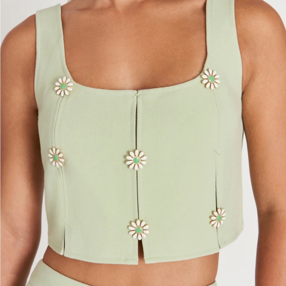 Cult Gaia Pina Flora Appliqué Top